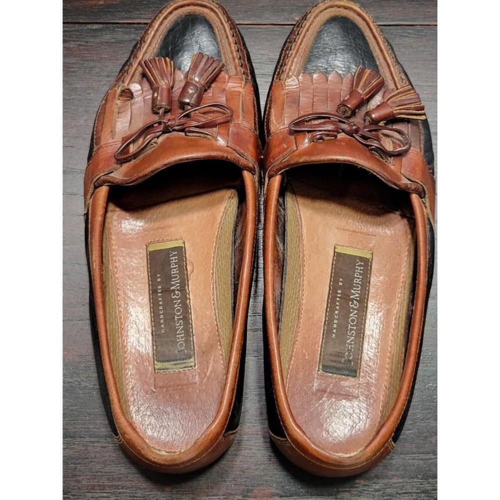 JOHNSTON & MURPHY Argon ll Tassel Brown Leather Loafers 10M Made In Italy